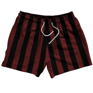 Maroon Red & Black Vertical Stripe 5" Swim Shorts Made in USA by Ultras Maroon Red & Black Vertical Stripe 5" Swim Shorts Made in USA by Ultras