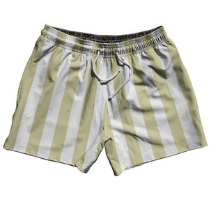 Vegas Gold & White Vertical Stripe 5" Swim Shorts Made in USA by Ultras