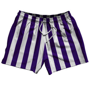 Purple Violet Laker & White Vertical Stripe 5" Swim Shorts Made in USA by Ultras Purple Violet Laker & White Vertical Stripe 5" Swim Shorts Made in USA by Ultras