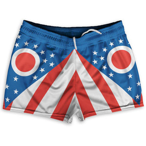 Ohio US State Flag Shorty Short Gym Shorts 2.5" Inseam Made In USA by Shorty Shorts Ohio US State Flag Shorty Short Gym Shorts 2.5" Inseam Made In USA by Shorty Shorts
