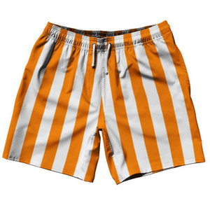 Tennessee Orange & White Vertical Stripe Swim Shorts 7.5" Made in USA by Ultras Tennessee Orange & White Vertical Stripe Swim Shorts 7.5" Made in USA by Ultras