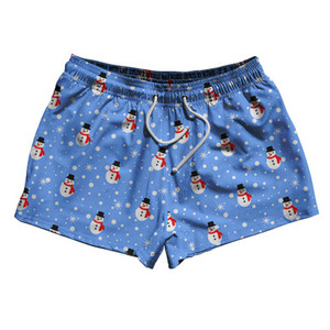 Snowman Christmas 2.5" Swim Shorts Made in USA - Blue Snowman Christmas 2.5" Swim Shorts Made in USA - Blue
