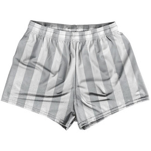 Medium Gray & White Vertical Stripe Womens & Girls Sport Shorts End Made In USA by Ultras Medium Gray & White Vertical Stripe Womens & Girls Sport Shorts End Made In USA by Ultras