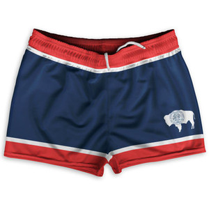 Wyoming US State Flag Shorty Short Gym Shorts 2.5" Inseam Made In USA by Shorty Shorts Wyoming US State Flag Shorty Short Gym Shorts 2.5" Inseam Made In USA by Shorty Shorts