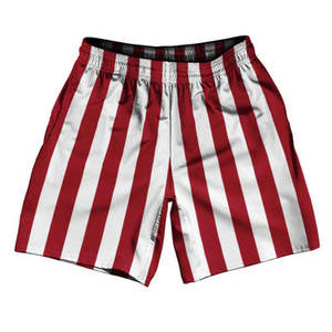 Cardinal Red & White Vertical Stripe Athletic Running Fitness Exercise Shorts 7" Inseam Shorts Made In USA by Ultras Cardinal Red & White Vertical Stripe Athletic Running Fitness Exercise Shorts 7" Inseam Shorts Made In USA by Ultras