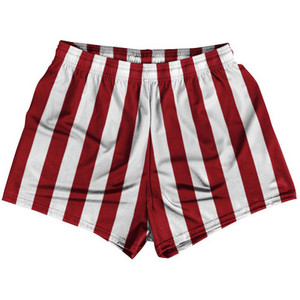 Cardinal Red & White Vertical Stripe Womens & Girls Sport Shorts End Made In USA by Ultras Cardinal Red & White Vertical Stripe Womens & Girls Sport Shorts End Made In USA by Ultras