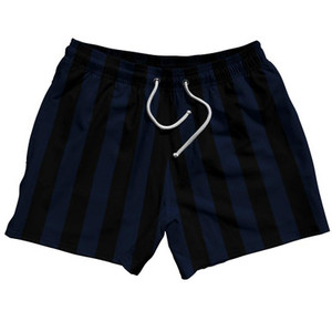 Navy Blue & Black Vertical Stripe 5" Swim Shorts Made in USA by Ultras