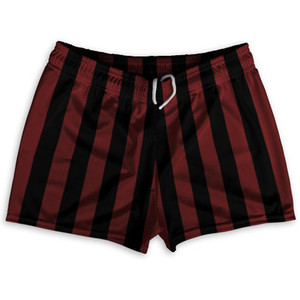 Maroon Red & Black Vertical Stripe Shorty Short Gym Shorts 2.5" Inseam Made In USA by Ultras Maroon Red & Black Vertical Stripe Shorty Short Gym Shorts 2.5" Inseam Made In USA by Ultras