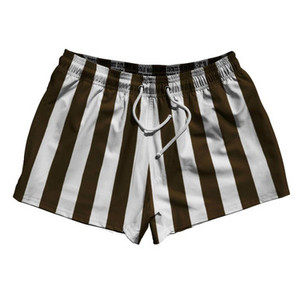 Dark Brown & White Vertical Stripe 2.5" Swim Shorts Made in USA by Ultras Dark Brown & White Vertical Stripe 2.5" Swim Shorts Made in USA by Ultras