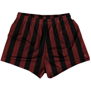 Maroon Red & Black Vertical Stripe Womens & Girls Sport Shorts End Made In USA by Ultras Maroon Red & Black Vertical Stripe Womens & Girls Sport Shorts End Made In USA by Ultras