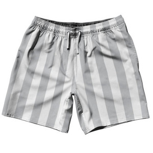 Medium Gray & White Vertical Stripe Swim Shorts 7.5" Made in USA by Ultras Medium Gray & White Vertical Stripe Swim Shorts 7.5" Made in USA by Ultras