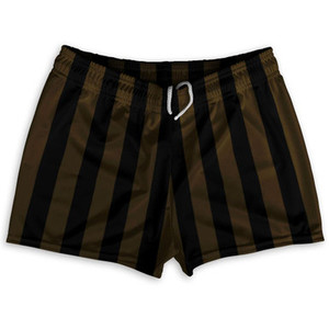 Dark Brown & Black Vertical Stripe Shorty Short Gym Shorts 2.5" Inseam Made In USA by Ultras Dark Brown & Black Vertical Stripe Shorty Short Gym Shorts 2.5" Inseam Made In USA by Ultras