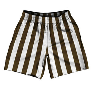Dark Brown & White Vertical Stripe Athletic Running Fitness Exercise Shorts 7" Inseam Shorts Made In USA by Ultras Dark Brown & White Vertical Stripe Athletic Running Fitness Exercise Shorts 7" Inseam Shorts Made In USA by Ultras