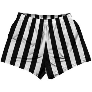 Black & White Horizontal Stripe Womens & Girls Sport Shorts End Made In USA by Ultras