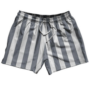 Dark Gray & White Vertical Stripe 5" Swim Shorts Made in USA by Ultras Dark Gray & White Vertical Stripe 5" Swim Shorts Made in USA by Ultras