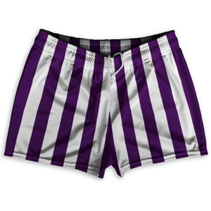 Medium Purple & White Vertical Stripe Shorty Short Gym Shorts 2.5" Inseam Made In USA by Ultras Medium Purple & White Vertical Stripe Shorty Short Gym Shorts 2.5" Inseam Made In USA by Ultras