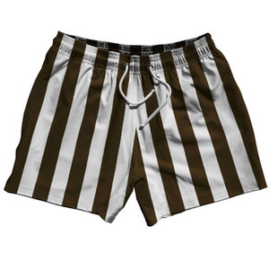 Dark Brown & White Vertical Stripe 5" Swim Shorts Made in USA by Ultras Dark Brown & White Vertical Stripe 5" Swim Shorts Made in USA by Ultras