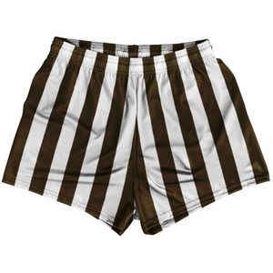 Dark Brown & White Vertical Stripe Womens & Girls Sport Shorts End Made In USA by Ultras Dark Brown & White Vertical Stripe Womens & Girls Sport Shorts End Made In USA by Ultras