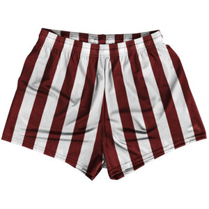 Maroon Red & White Vertical Stripe Womens & Girls Sport Shorts End Made In USA by Ultras Maroon Red & White Vertical Stripe Womens & Girls Sport Shorts End Made In USA by Ultras