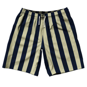 Navy Blue & Vegas Gold Vertical Stripe 10" Swim Shorts Made in USA by Ultras Navy Blue & Vegas Gold Vertical Stripe 10" Swim Shorts Made in USA by Ultras