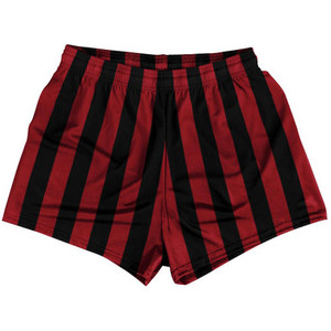 Cardinal Red & Black Vertical Stripe Womens & Girls Sport Shorts End Made In USA by Ultras Cardinal Red & Black Vertical Stripe Womens & Girls Sport Shorts End Made In USA by Ultras