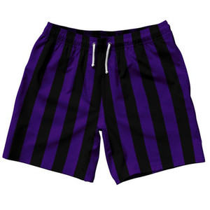Purple Violet Laker & Black Vertical Stripe Swim Shorts 7.5" Made in USA by Ultras Purple Violet Laker & Black Vertical Stripe Swim Shorts 7.5" Made in USA by Ultras