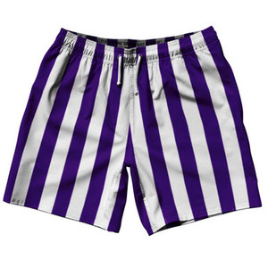 Purple Violet Laker & White Vertical Stripe Swim Shorts 7.5" Made in USA by Ultras Purple Violet Laker & White Vertical Stripe Swim Shorts 7.5" Made in USA by Ultras