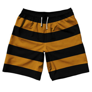 Burnt Orange & Black Horizontal Stripe 10" Swim Shorts Made in USA by Ultras Burnt Orange & Black Horizontal Stripe 10" Swim Shorts Made in USA by Ultras