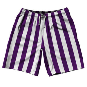 Medium Purple & White Vertical Stripe 10" Swim Shorts Made in USA by Ultras Medium Purple & White Vertical Stripe 10" Swim Shorts Made in USA by Ultras