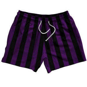 Medium Purple & Black Vertical Stripe 5" Swim Shorts Made in USA by Ultras Medium Purple & Black Vertical Stripe 5" Swim Shorts Made in USA by Ultras