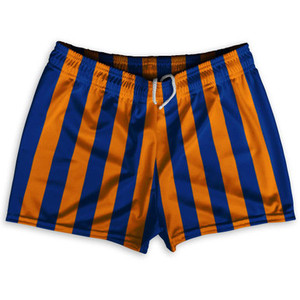 Royal Blue & Tennessee Orange Vertical Stripe Shorty Short Gym Shorts 2.5" Inseam Made In USA by Ultras Royal Blue & Tennessee Orange Vertical Stripe Shorty Short Gym Shorts 2.5" Inseam Made In USA by Ultras