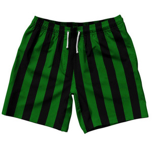 Kelly Green & Black Vertical Stripe Swim Shorts 7.5" Made in USA by Ultras Kelly Green & Black Vertical Stripe Swim Shorts 7.5" Made in USA by Ultras