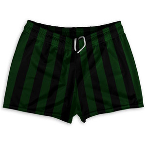 Forest Green & Black Vertical Stripe Shorty Short Gym Shorts 2.5" Inseam Made In USA by Ultras Forest Green & Black Vertical Stripe Shorty Short Gym Shorts 2.5" Inseam Made In USA by Ultras