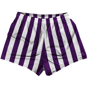 Medium Purple & White Vertical Stripe Womens & Girls Sport Shorts End Made In USA by Ultras Medium Purple & White Vertical Stripe Womens & Girls Sport Shorts End Made In USA by Ultras