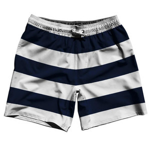 Navy & White Horizontal Stripe 7" Swim Shorts Made in USA by Ultras Navy & White Horizontal Stripe 7" Swim Shorts Made in USA by Ultras