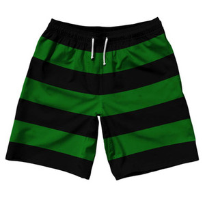 Kelly Green & Black Horizontal Stripe 10" Swim Shorts Made in USA by Ultras Kelly Green & Black Horizontal Stripe 10" Swim Shorts Made in USA by Ultras