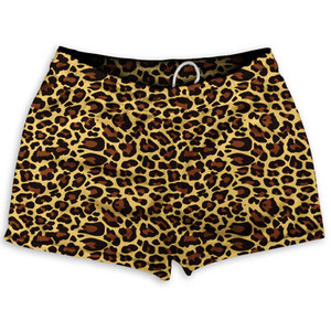 Cheetah Print Shorty Short Gym Shorts 2.5" Inseam Made in USA - Yellow Cheetah Print Shorty Short Gym Shorts 2.5" Inseam Made in USA - Yellow