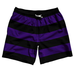 Laker Purple & Black Horizontal Stripe 7" Swim Shorts Made in USA by Ultras Laker Purple & Black Horizontal Stripe 7" Swim Shorts Made in USA by Ultras