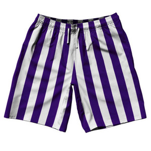 Purple Violet Laker & White Vertical Stripe 10" Swim Shorts Made in USA by Ultras Purple Violet Laker & White Vertical Stripe 10" Swim Shorts Made in USA by Ultras