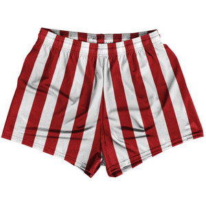 Dark Red & White Vertical Stripe Womens & Girls Sport Shorts End Made In USA by Ultras Dark Red & White Vertical Stripe Womens & Girls Sport Shorts End Made In USA by Ultras