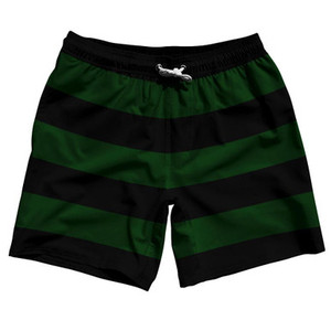 Forest Green & Black Horizontal Stripe 7" Swim Shorts Made in USA by Ultras Forest Green & Black Horizontal Stripe 7" Swim Shorts Made in USA by Ultras