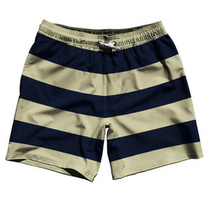 Navy & Vegas Gold Horizontal Stripe 7" Swim Shorts Made in USA by Ultras Navy & Vegas Gold Horizontal Stripe 7" Swim Shorts Made in USA by Ultras