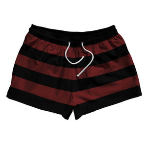 Maroon Red & Black Horizontal Stripe 2.5" Swim Shorts Made in USA by Ultras Maroon Red & Black Horizontal Stripe 2.5" Swim Shorts Made in USA by Ultras
