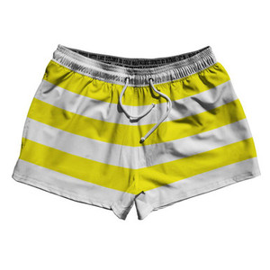 Yellow & White Horizontal Stripe 2.5" Swim Shorts Made in USA by Ultras Yellow & White Horizontal Stripe 2.5" Swim Shorts Made in USA by Ultras