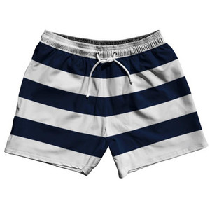Navy & Cool Grey Horizontal Stripe 5" Swim Shorts Made in USA by Ultras Navy & Cool Grey Horizontal Stripe 5" Swim Shorts Made in USA by Ultras