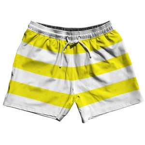 Yellow & White Horizontal Stripe 5" Swim Shorts Made in USA by Ultras Yellow & White Horizontal Stripe 5" Swim Shorts Made in USA by Ultras