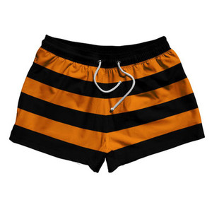 Tennessee Orange & Black Horizontal Stripe 2.5" Swim Shorts Made in USA by Ultras Tennessee Orange & Black Horizontal Stripe 2.5" Swim Shorts Made in USA by Ultras