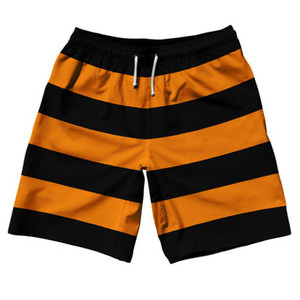 Tennessee Orange & Black Horizontal Stripe 10" Swim Shorts Made in USA by Ultras Tennessee Orange & Black Horizontal Stripe 10" Swim Shorts Made in USA by Ultras