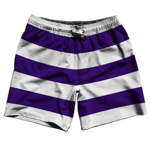 Laker Purple & White Horizontal Stripe 7" Swim Shorts Made in USA by Ultras Laker Purple & White Horizontal Stripe 7" Swim Shorts Made in USA by Ultras