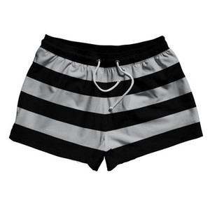 Medium Grey & Black Horizontal Stripe 2.5" Swim Shorts Made in USA by Ultras Medium Grey & Black Horizontal Stripe 2.5" Swim Shorts Made in USA by Ultras